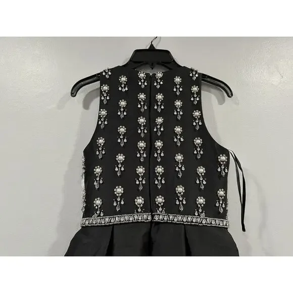 Mac Duggal 48803 Black High Neck Sleeveless Beaded Ball Gown Sz 2 NWOT